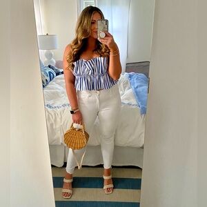 Vici strapless striped crop top size large